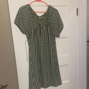 Madewell Green Checkered Mini Dress